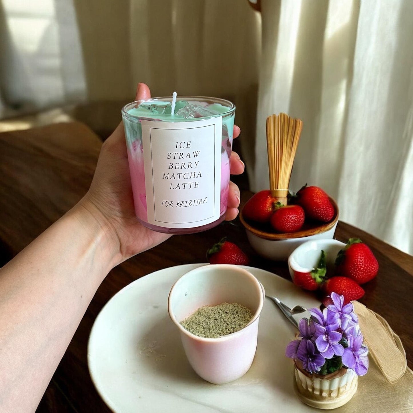 Pastel Dream Candle – Çilek & Matcha
